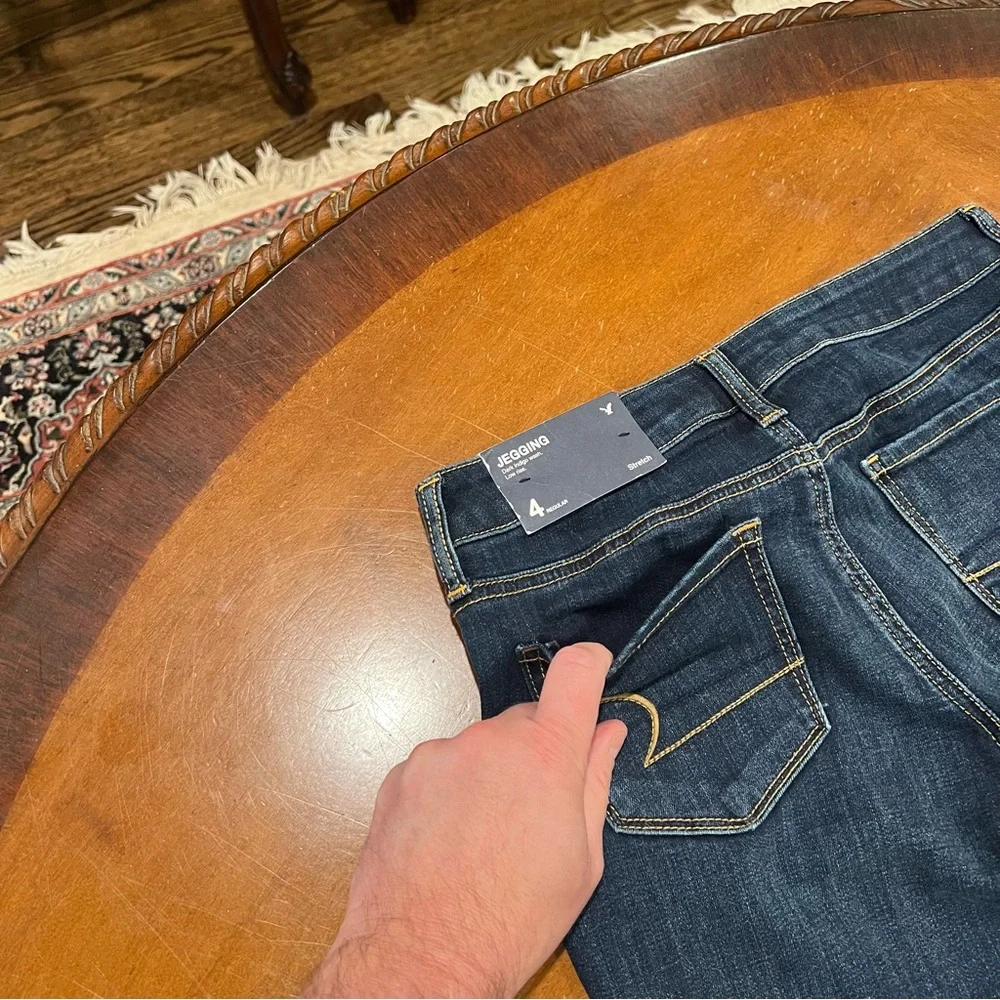 NWT American Eagle Outfitters AE Low Rise Jeggings Dark Indigo Wash 4R Stretch - Picture 8 of 16